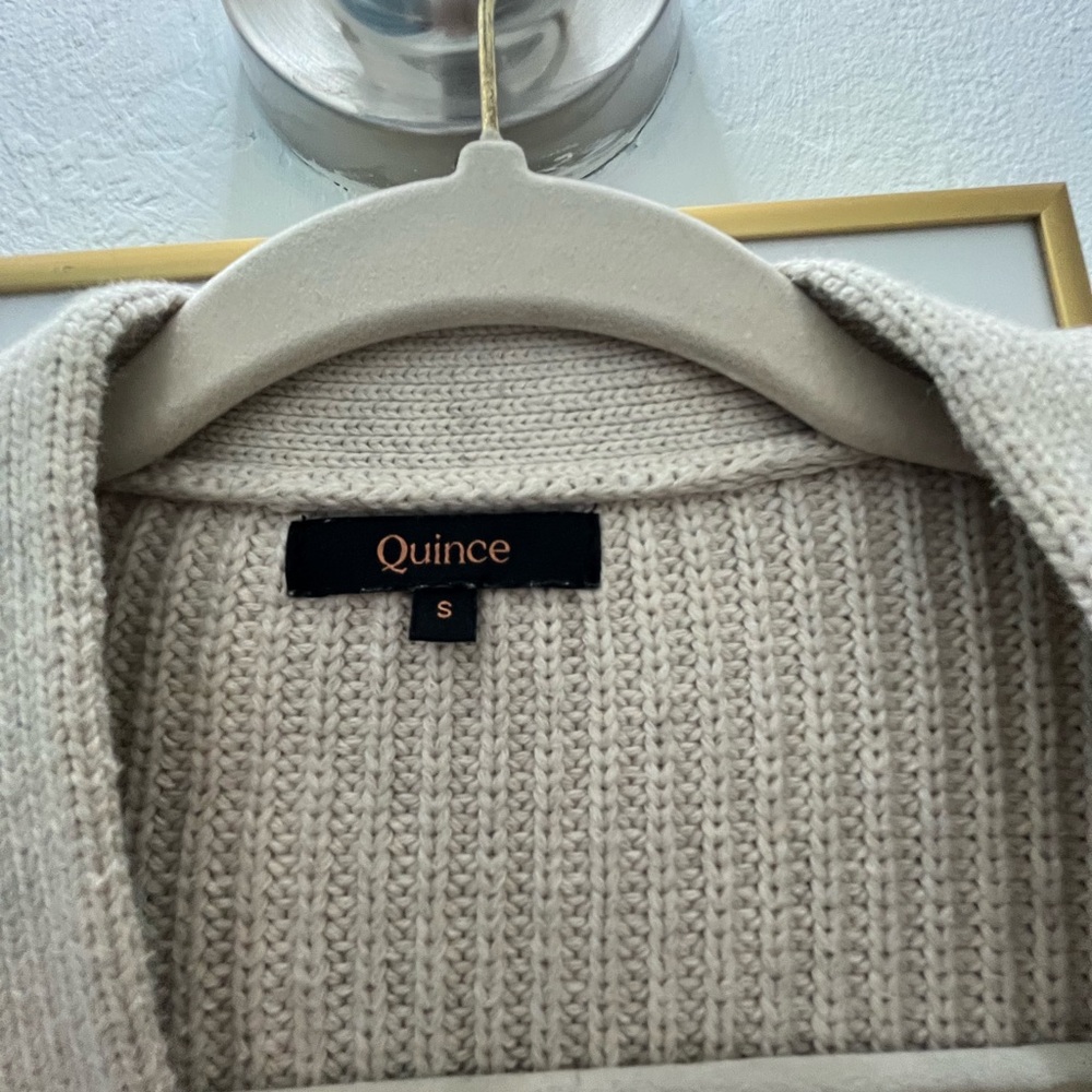 Quince Neutral Cream Button-Front Ribbed Cardigan - Picture 2 of 3